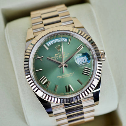 Rolex Day-Date 40mm 228235 Olive Green Roman Numerals | 2026 | Brand new | Full Set