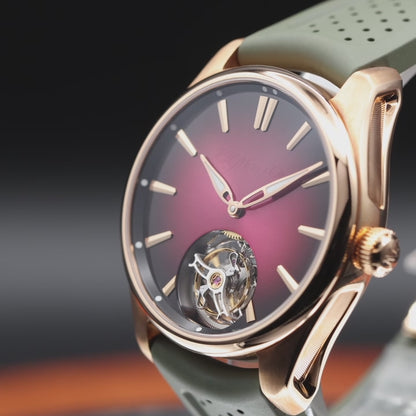H. Moser & Cie Pioneer Tourbillon — Red Gold | Burgundy Fumé Dial | Ref. 3805-0400 | 2025